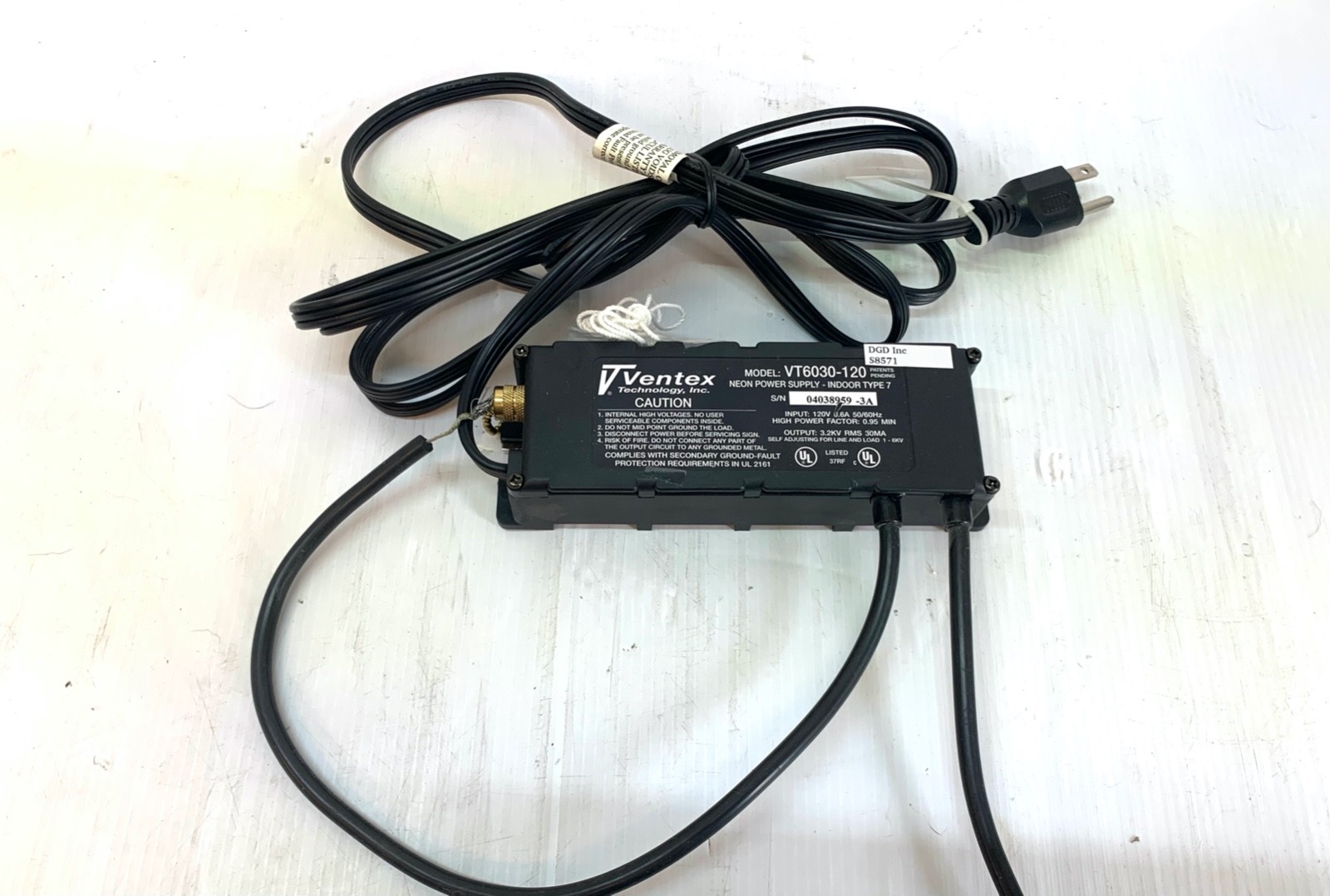 Ventex Neon Power Supply Model: VT6030-120 Indoor Type 7 NEW S8571