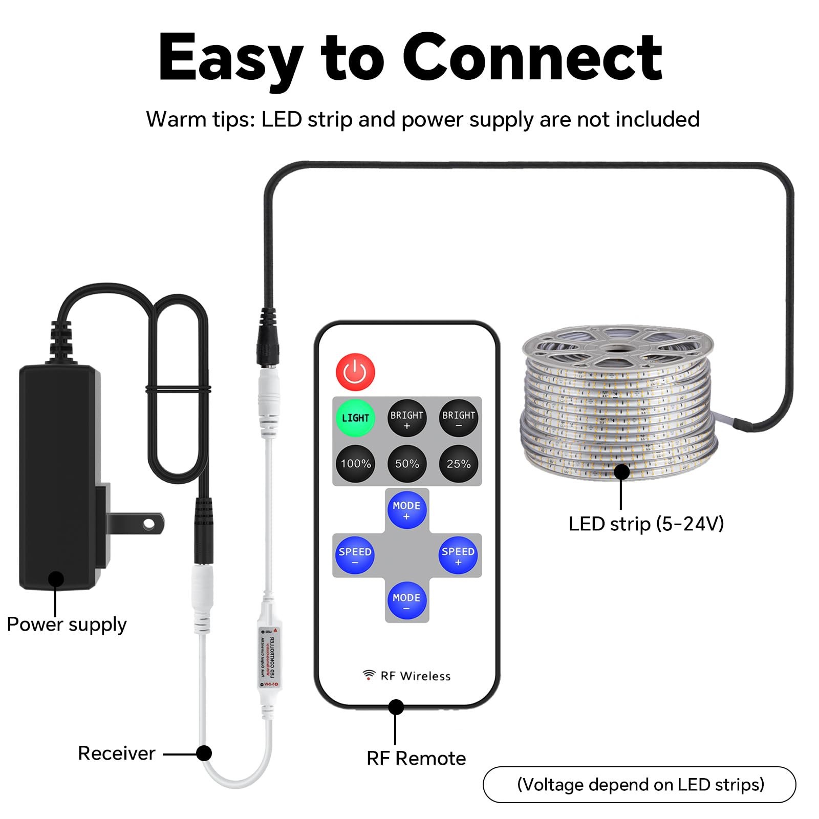 11key RF Mini Wireless Remote LED Controller DC5-24V for 3528 5050, RF Dimmer...