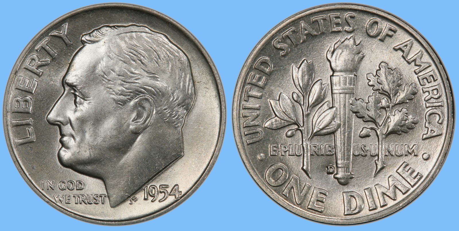 1954 D Roosevelt Dime ~ GEM BU UNC UNCIRCULATED ~ US Silver Coin Collectible