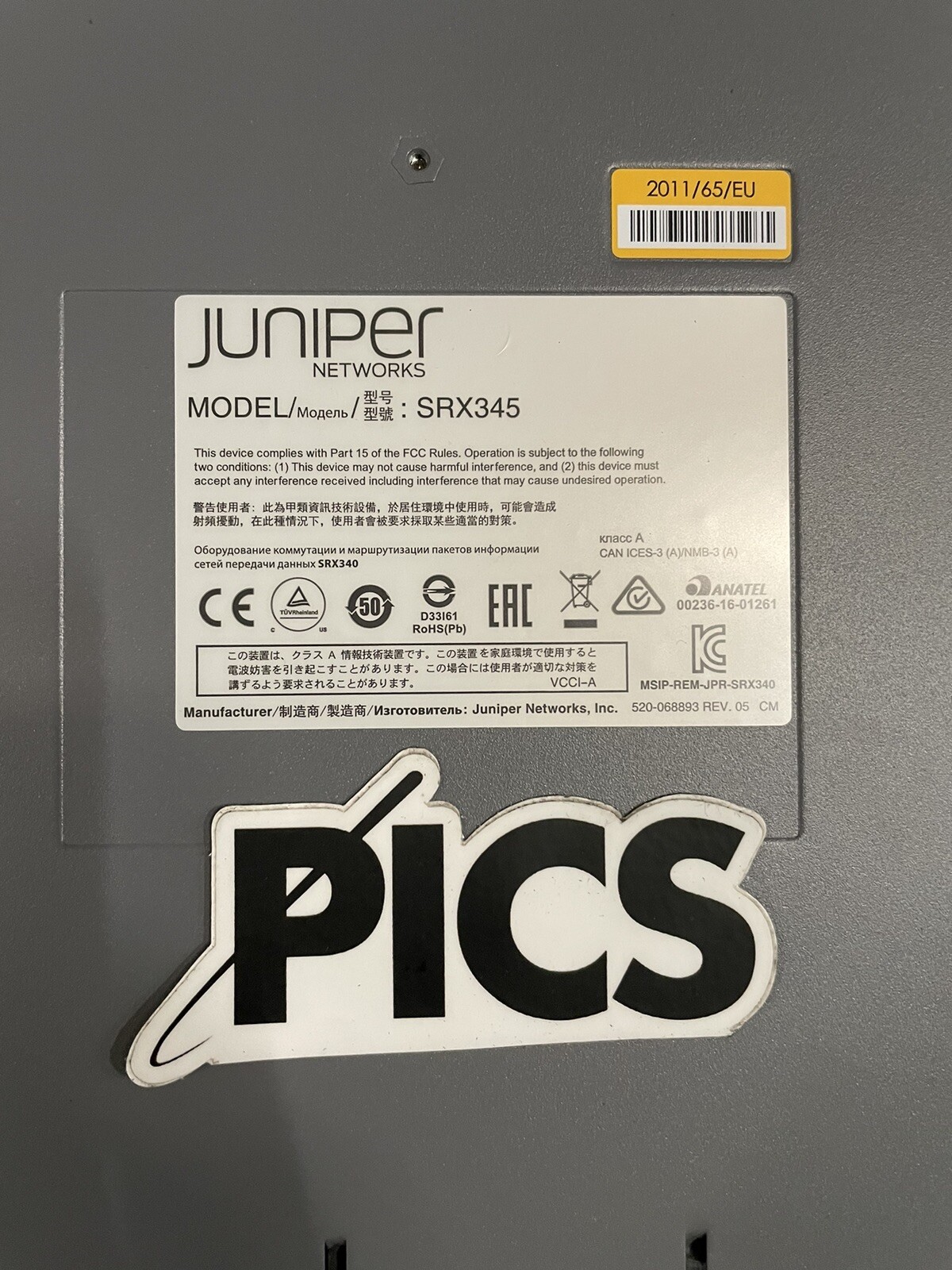 Juniper Networks SRX345-SYS-JB Ethernet Gateway - Gray