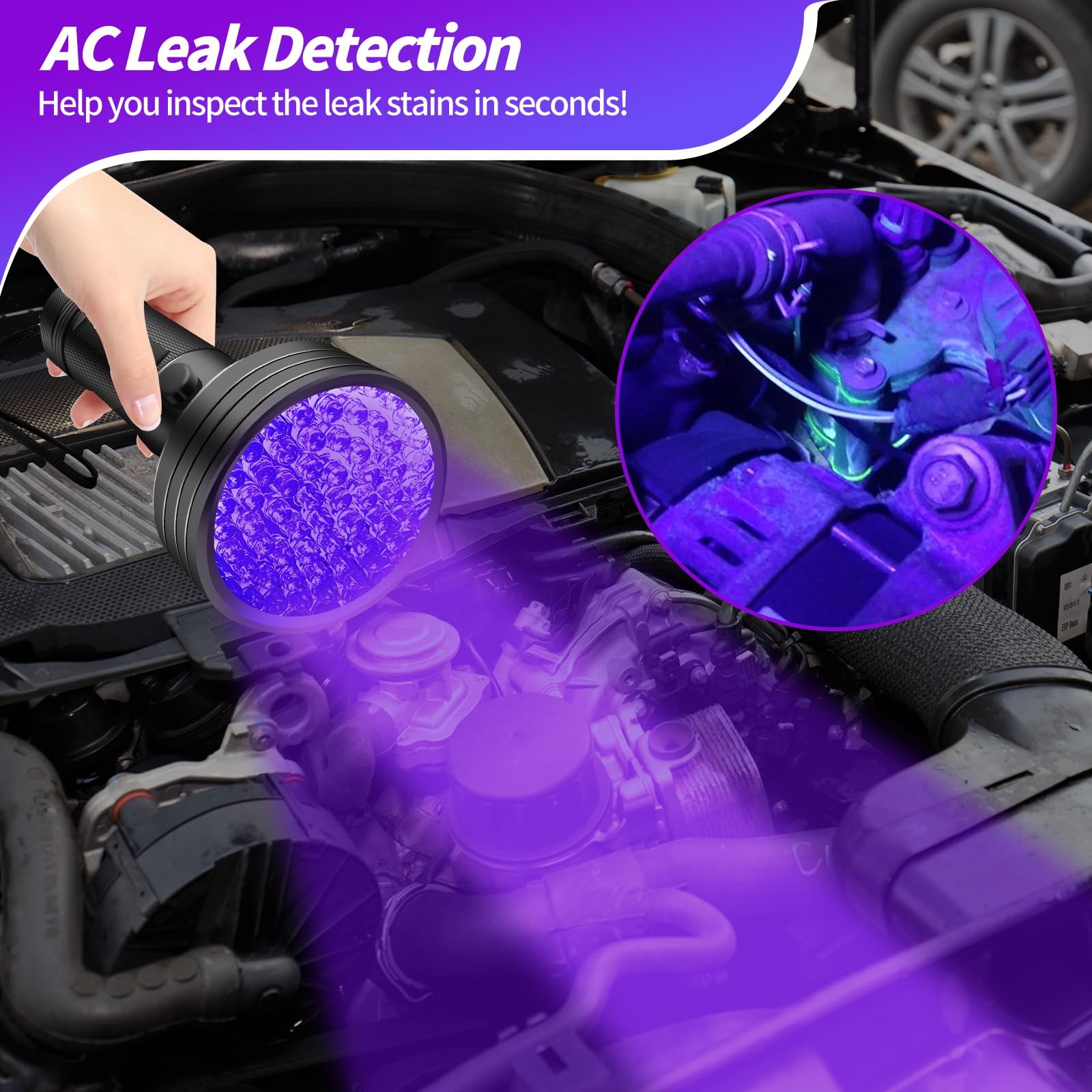 REALHUNLEE Air Conditioner UV Dye Leak Detector, Pro Auto Oil AC UV Dye Leak ...
