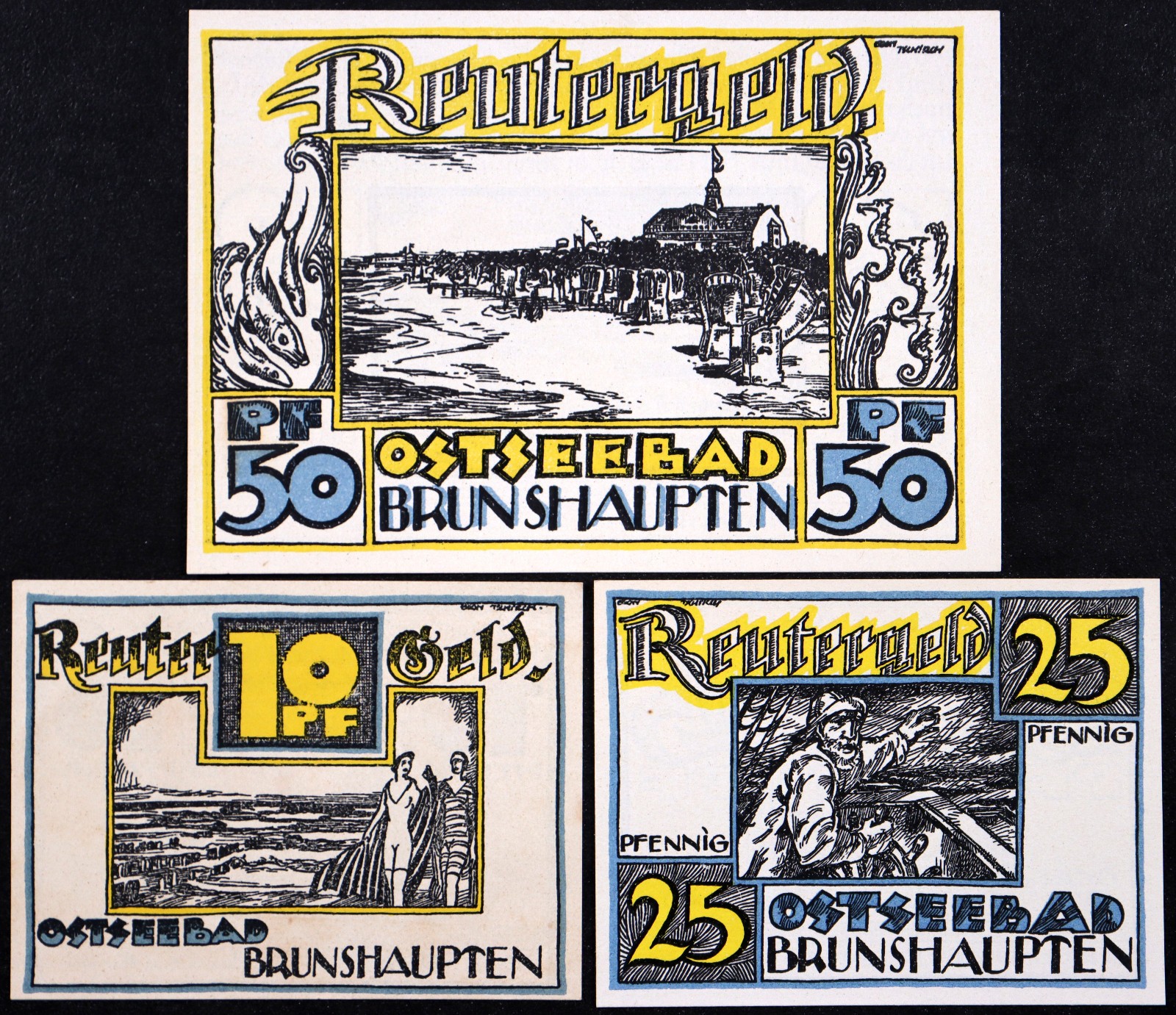 BRUNSHAUPTEN 1922 "Ship Captain, Baltic Sea Beach Scenes" Complete Reutergeld