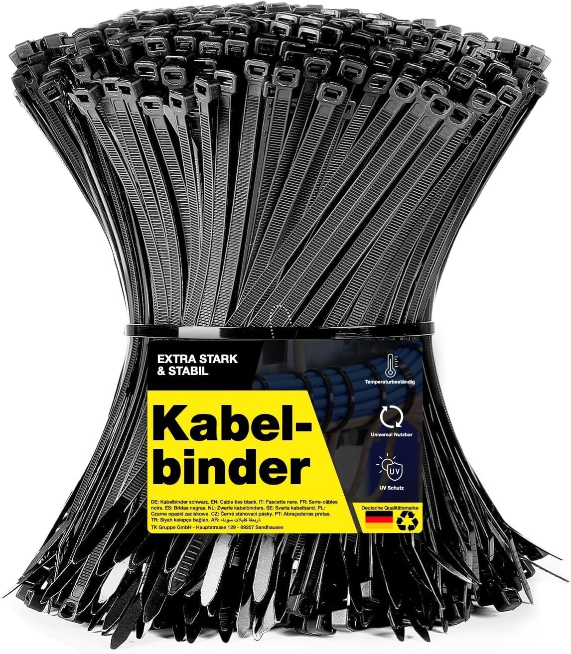100x Cable Ties Black 250mm x 4.8mm Cable Ties Set - Short & Long - Zip ties