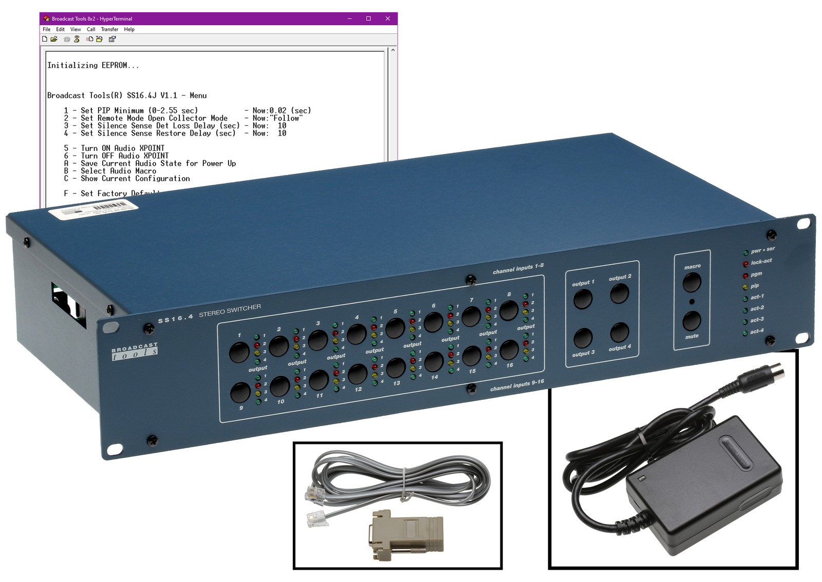 Broadcast Tools SS16.4 Stereo Audio Matrix Switcher/Router Automation GPI RS-232