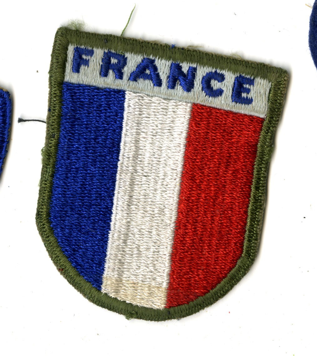 France War Aid White Back Patch WWII Vintage Larger Size Variation OD Border