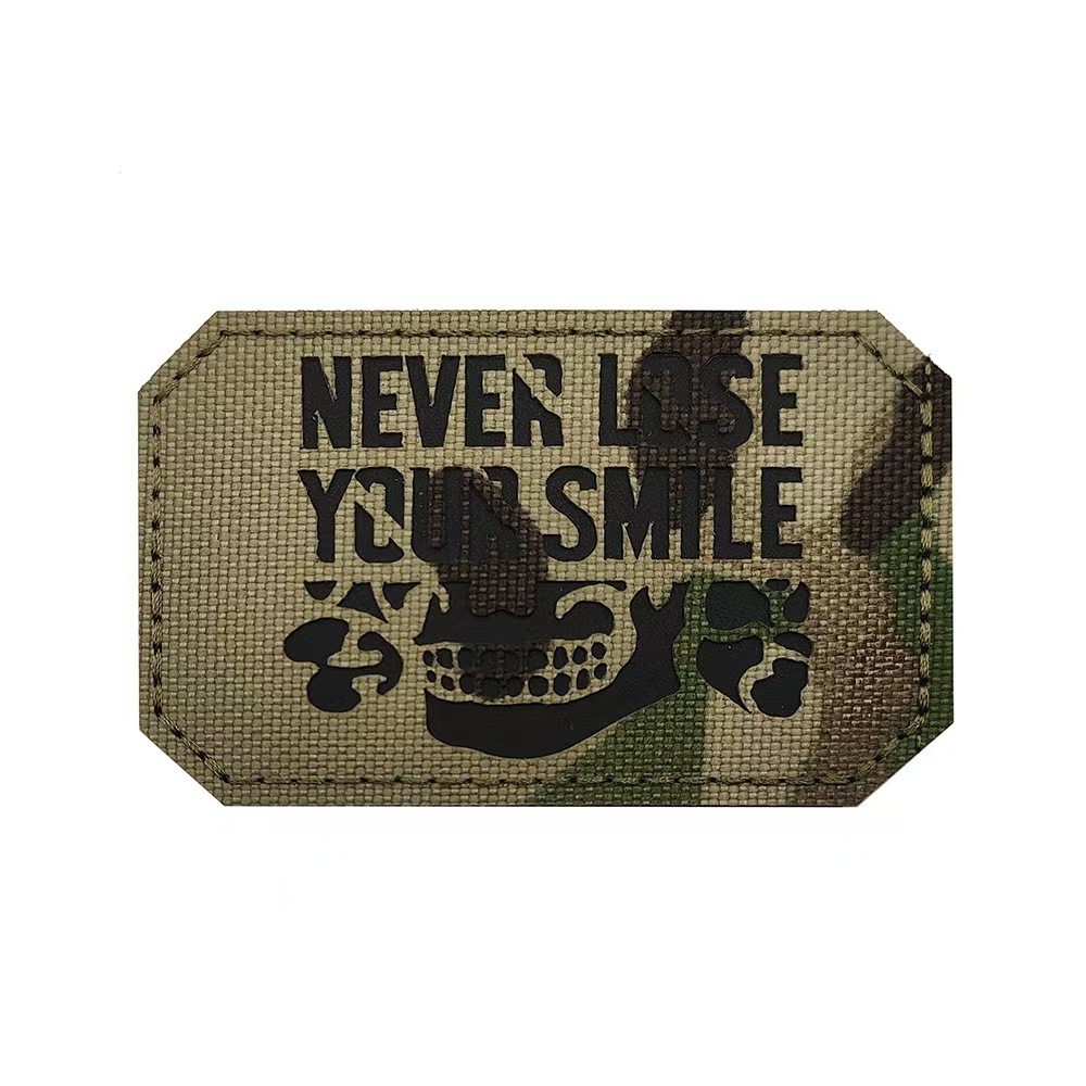6Pcs REFLECTIVE IR NEVER LOSE YOUR SMILE SKULL MILITRAY HOOK LOOP PATCH CP