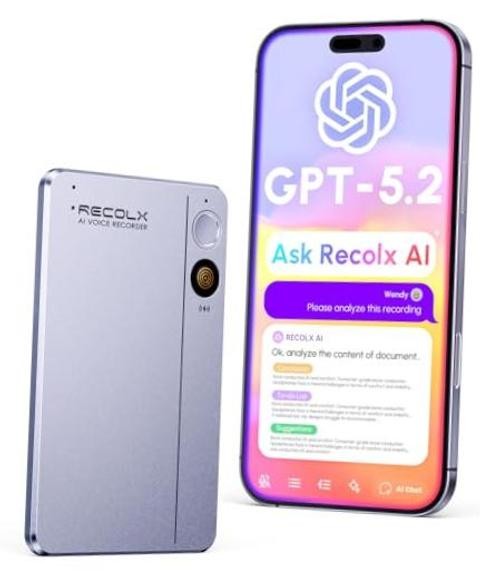 AI Voice Recorder & Transcriber with GPT-5.2 Analysis – 30-Hour Cyber Gray