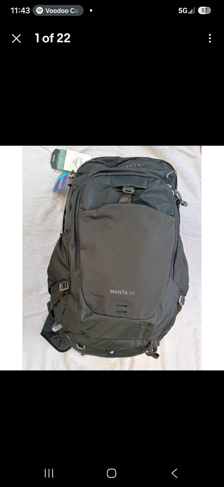 Osprey Manta 34 Hydration Hiking Backpack w 2.5L Reservoir Rain Cover New w Tags
