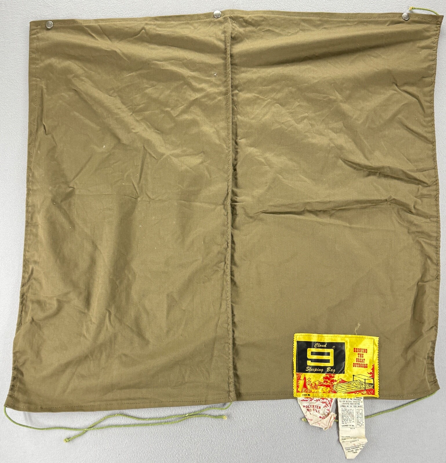 Vintage Army Cloud 9 Sleeping Bag Cover Green Military Polycron Stock# 1000 READ