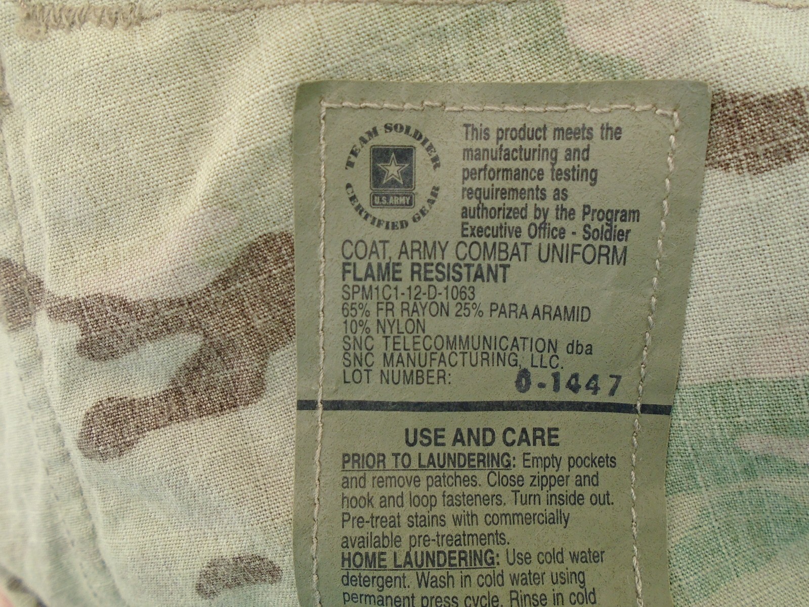 US Army Airforce OCP Coat MultiCam Flame Resistant Size Medium Short 2012 99-C