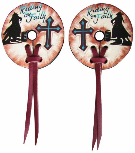 Showman Riding On Faith Leather Bit Guards