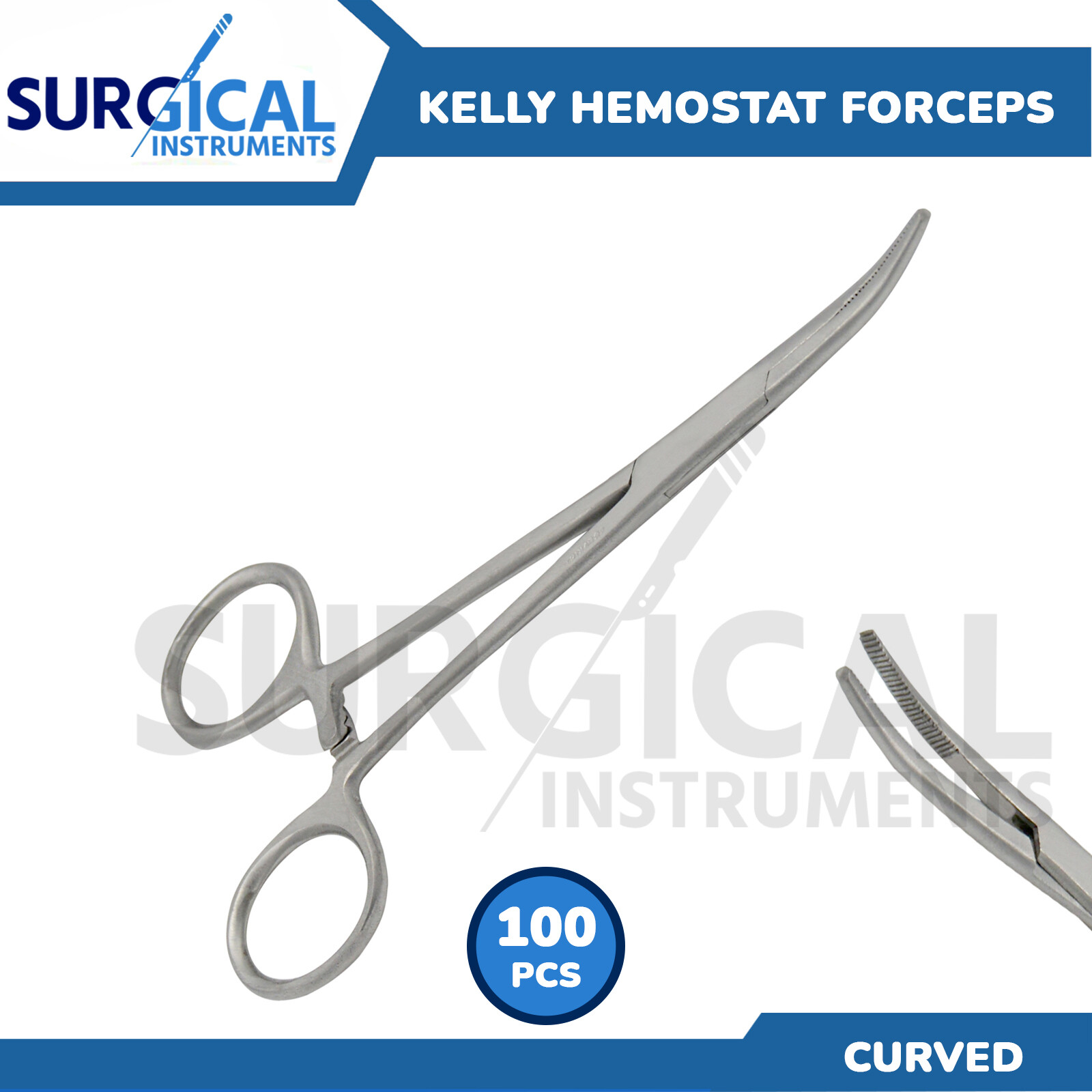 100 Pcs Kelly Hemostat Forceps Curved Surgical & Veterinary 6.25'' German Grade