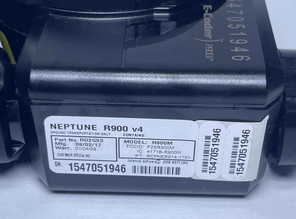 Neptune R900M V-4 RD2G53 E-Coder Water Meter Registers T-10 2"