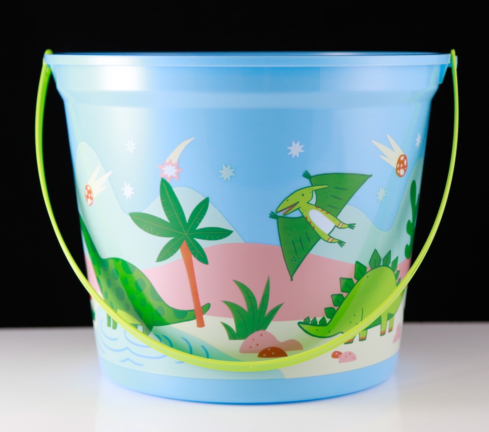 New Spritz Dinosaur Blue Bucket with Handle for Easter or Beach