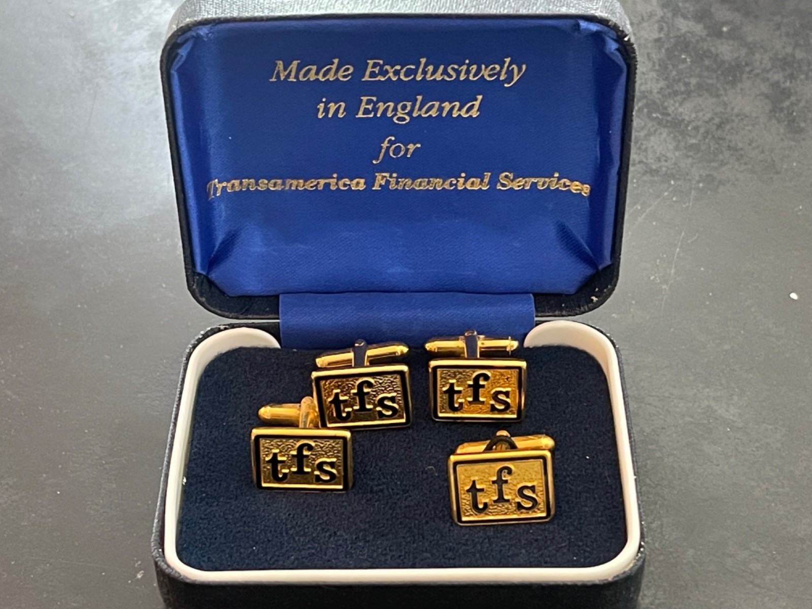 Brass Buttons & Cufflinks with Transamerica Financial Services Initialing