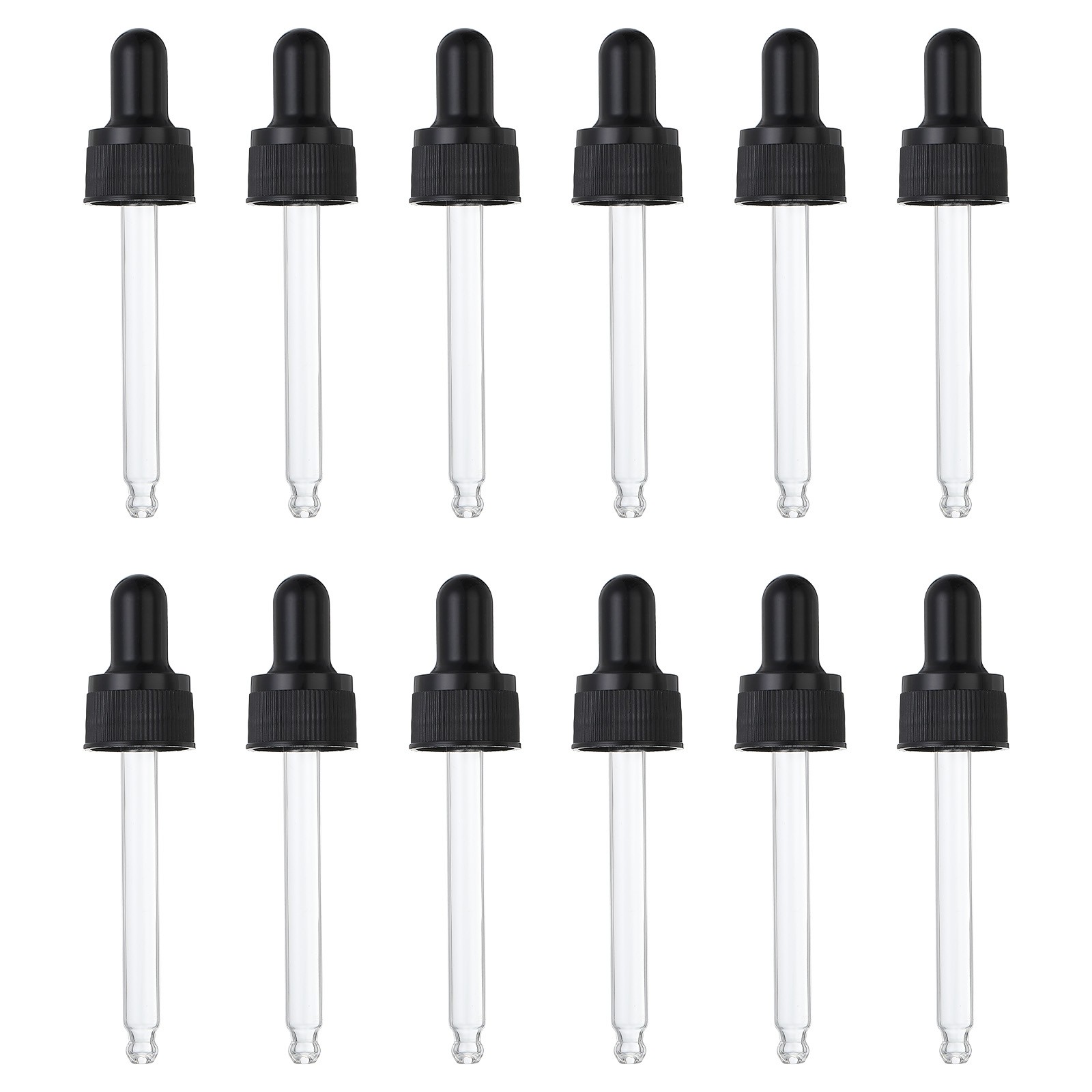 12 Pcs Plastic Glass Dropper Closure Top for 30ml(1oz) Bottle, Black