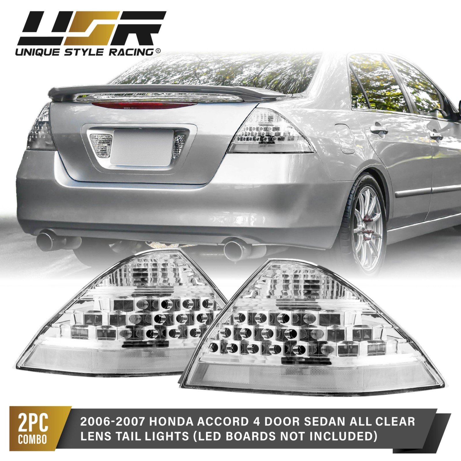 OE All Clear Tail Light Set (L+R) for 06-07 Honda Accord 4D Sedan CM4 CM5 CM6