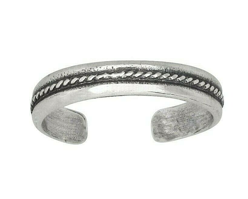 Sterling Silver .925 Rope Line Design Toe Ring adjustable size | Made In USA