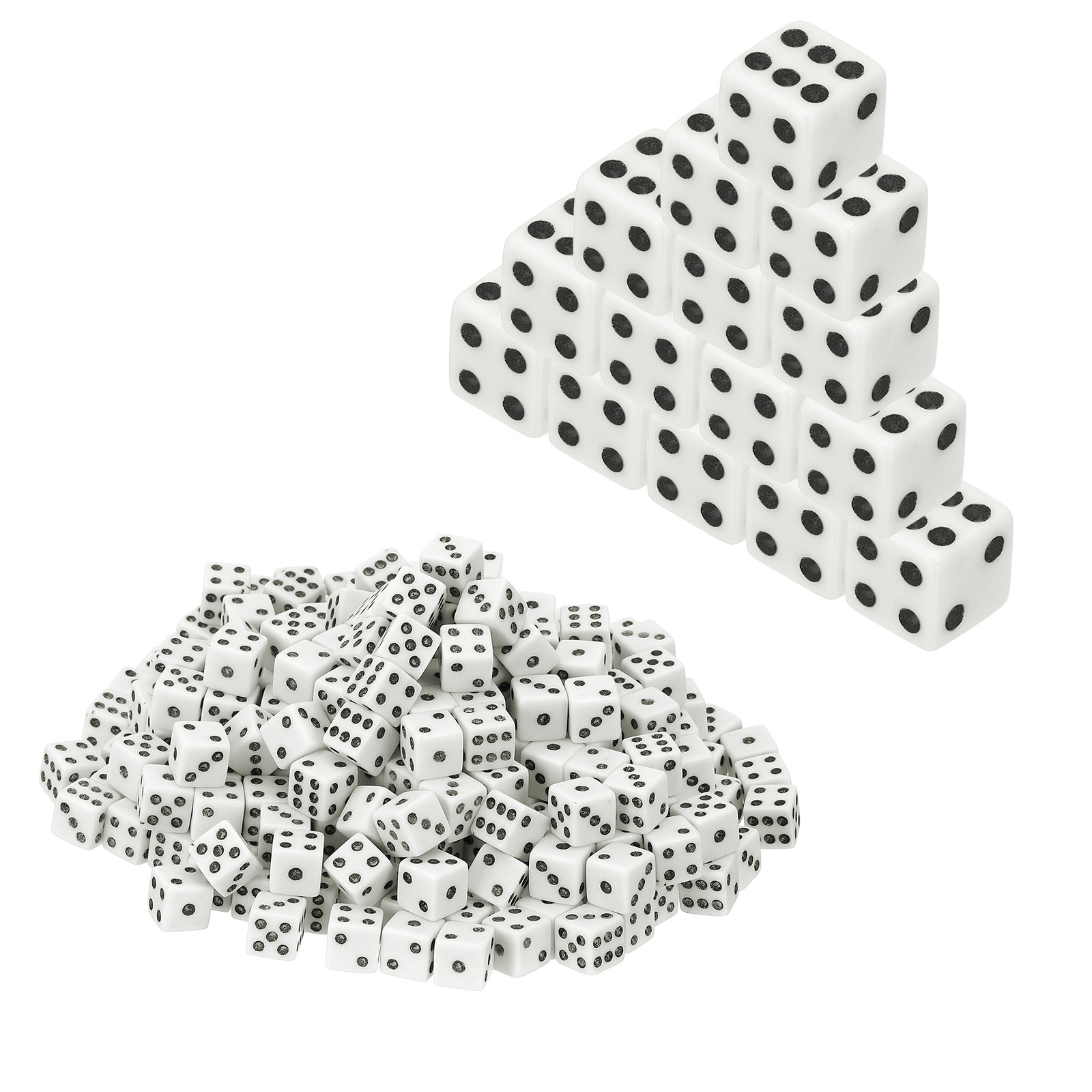 300Pcs Mini Acrylic Polyhedral Dice 8mm 6 Sided Square Corner Dice, White