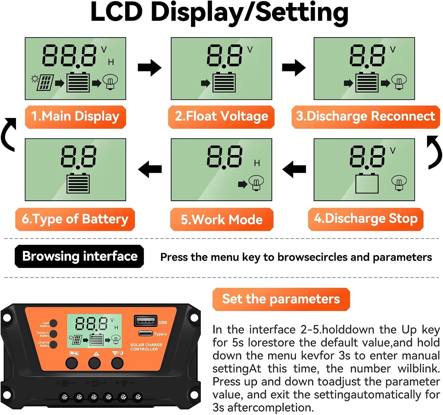 100A Solar Panel Regulator Charge Controller Auto Focus Tracking 12/24V US