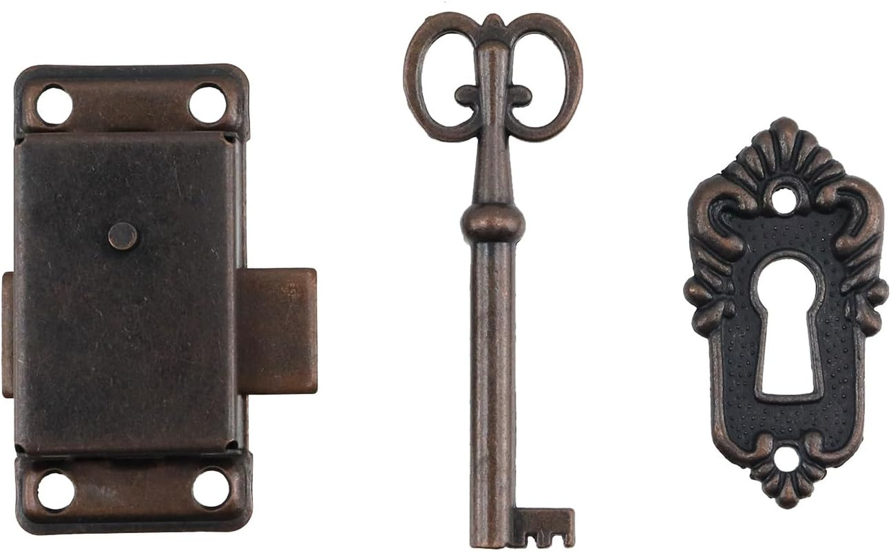 Furniture Locks Vintage Lock for Jewelry Antique Red Bronze Cabinet Locks Old Lo