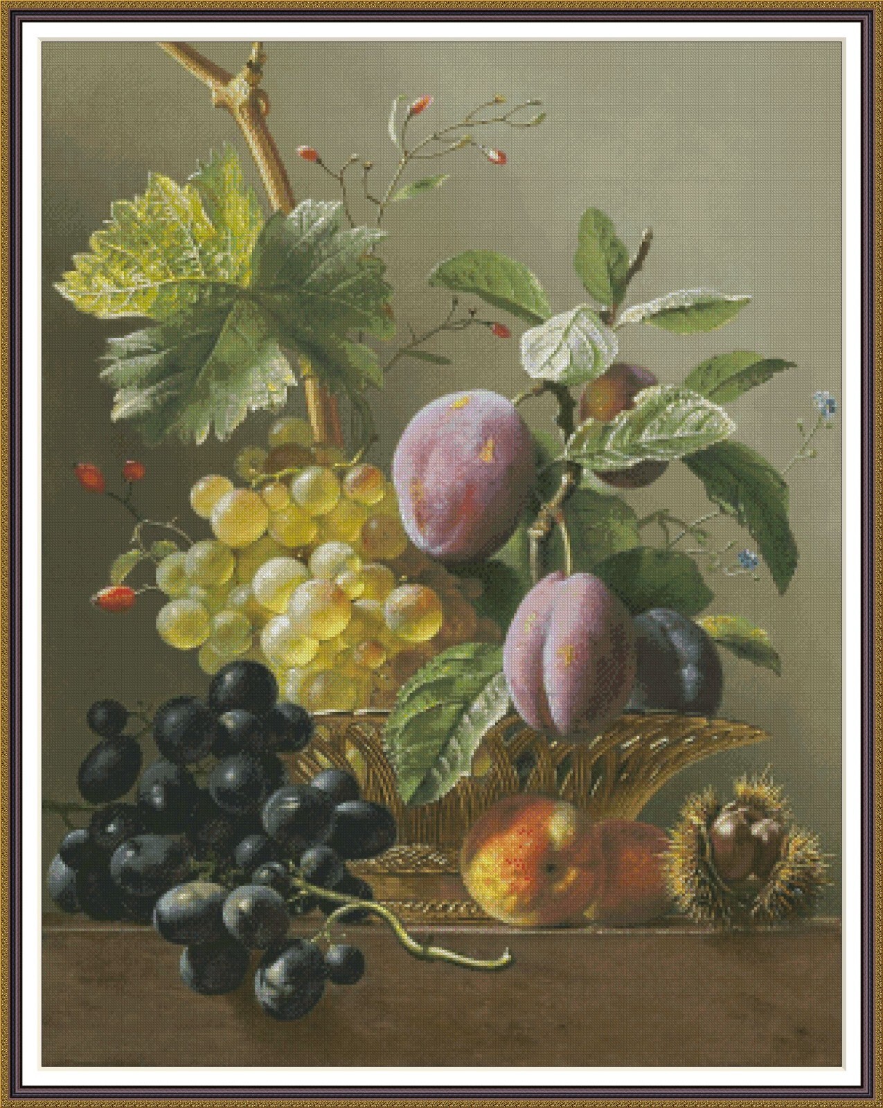 Prune, Grape & Chestnut 15 Chart Counted Cross Stitch Pattern Needlework