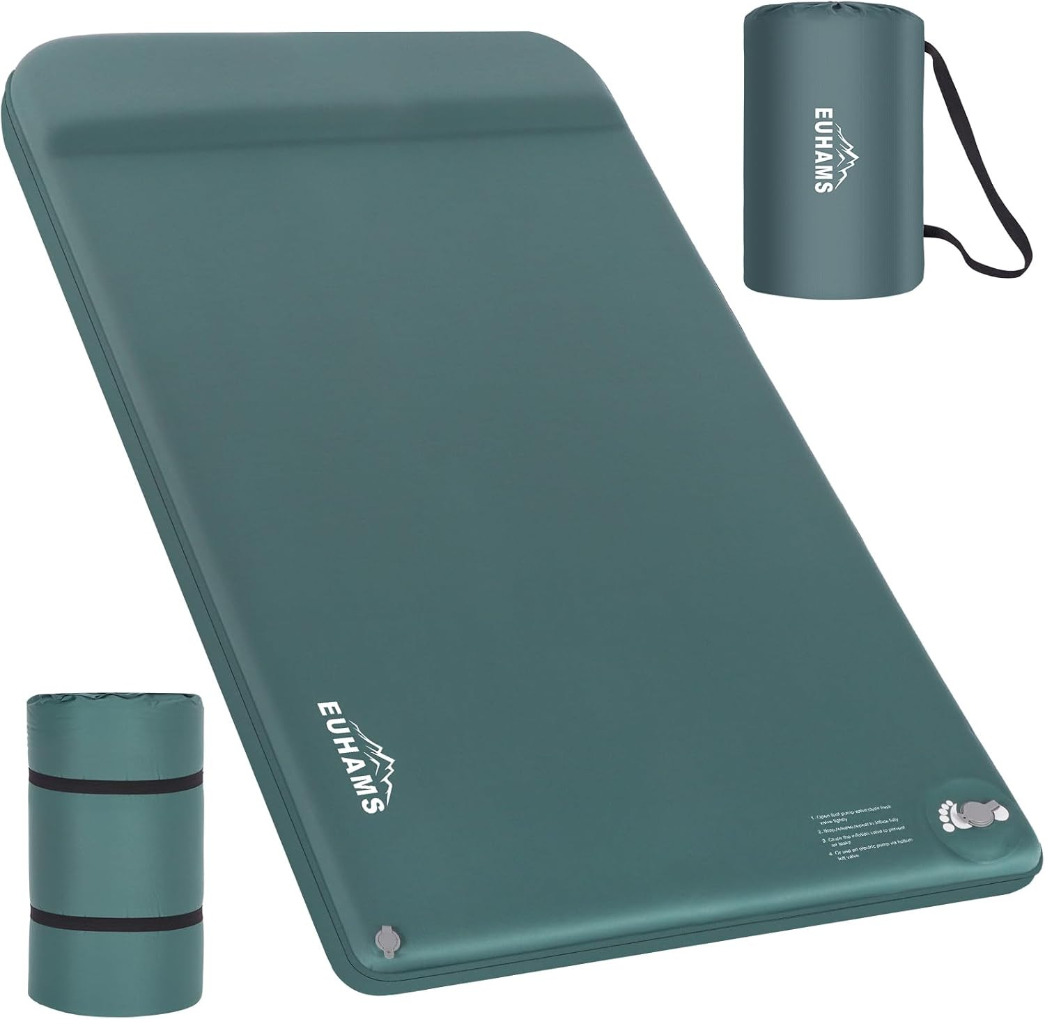 Camping Sleeping Pad – Ultra-Thick Self-Inflating Memory Foam Mattress with Pill