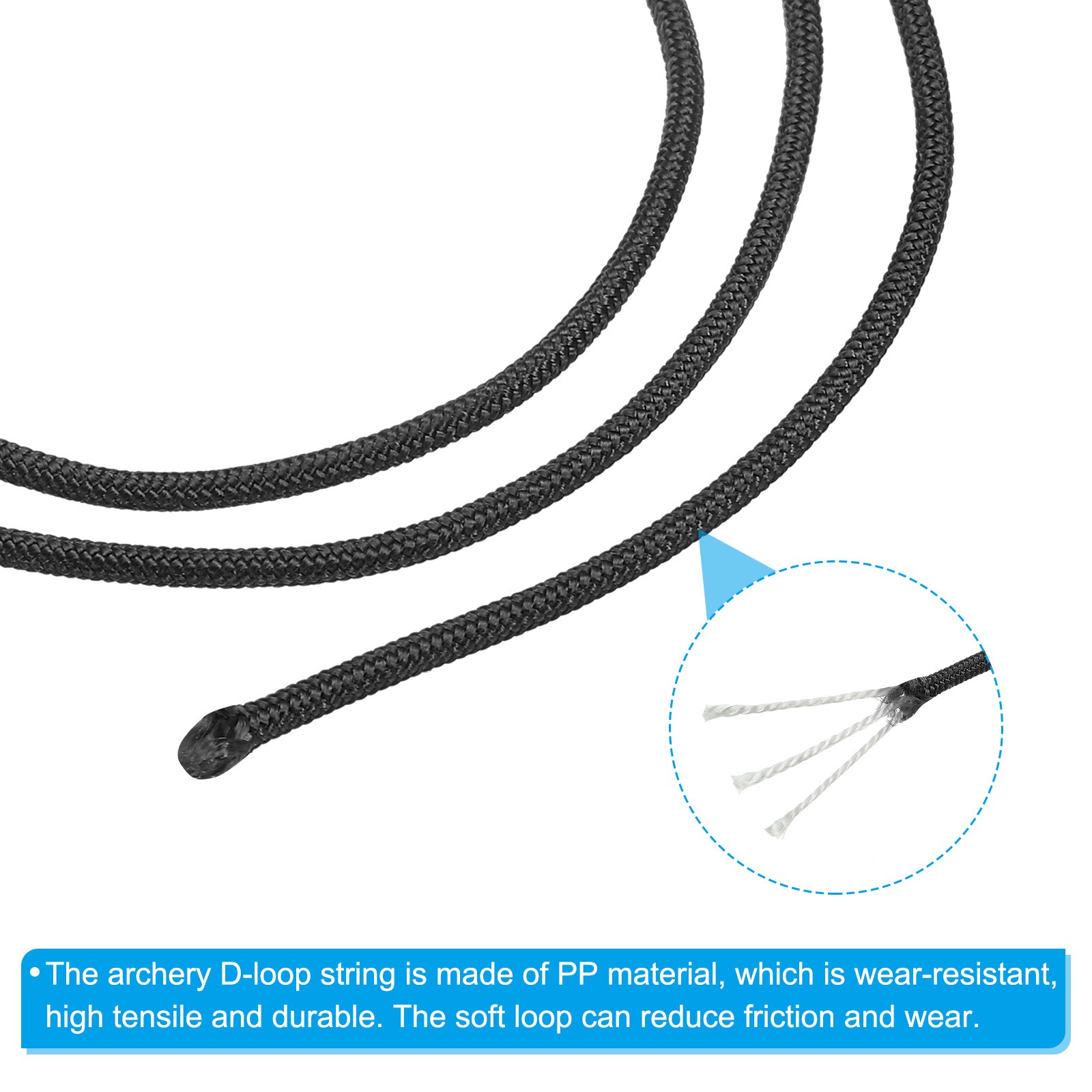 Archery D Loop Rope 3.3 FT Bow String Release Nock Wire Nocking Loop Black