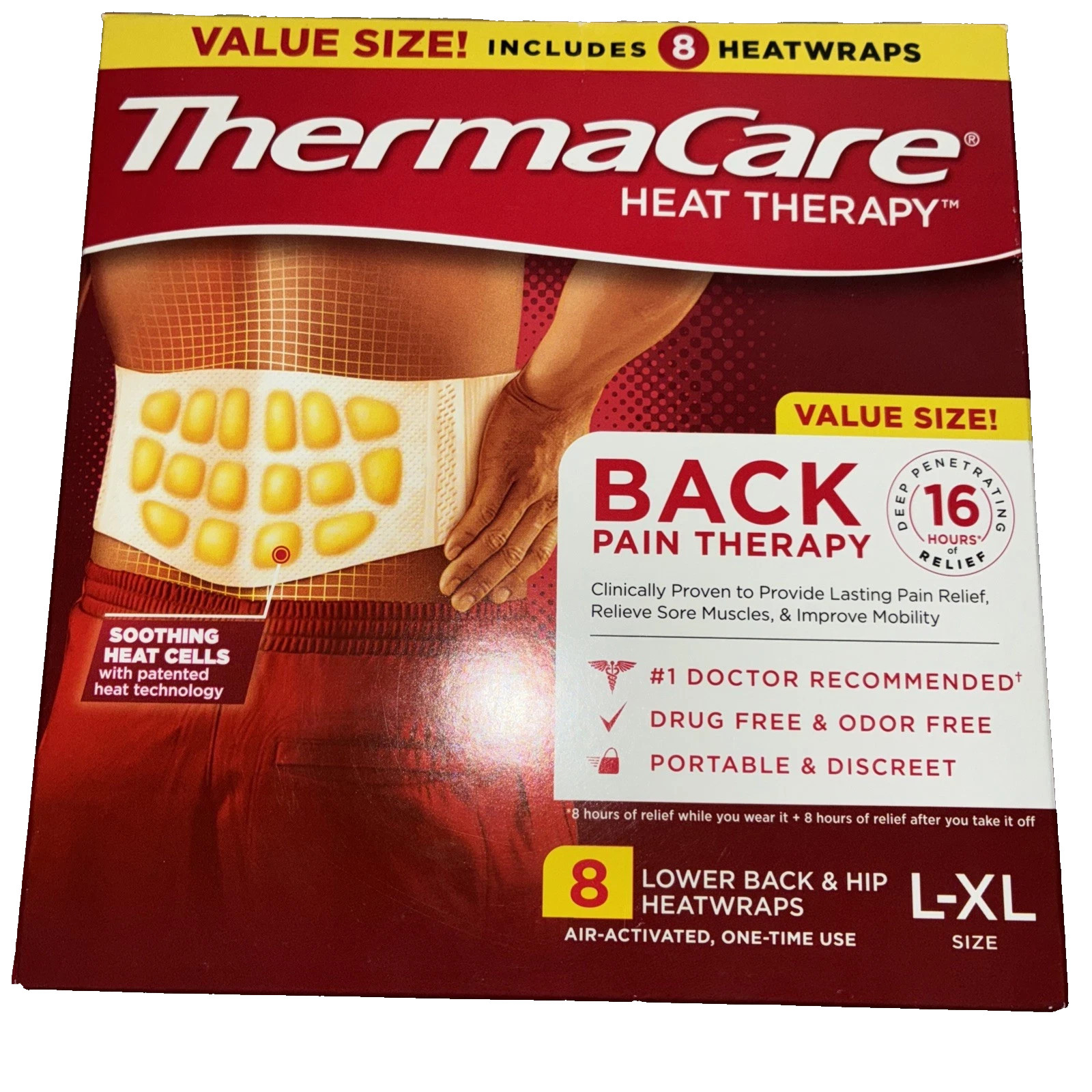 Thermacare Heat Therapy for Back Pain includes 8 Wraps L-XL NEW!!!