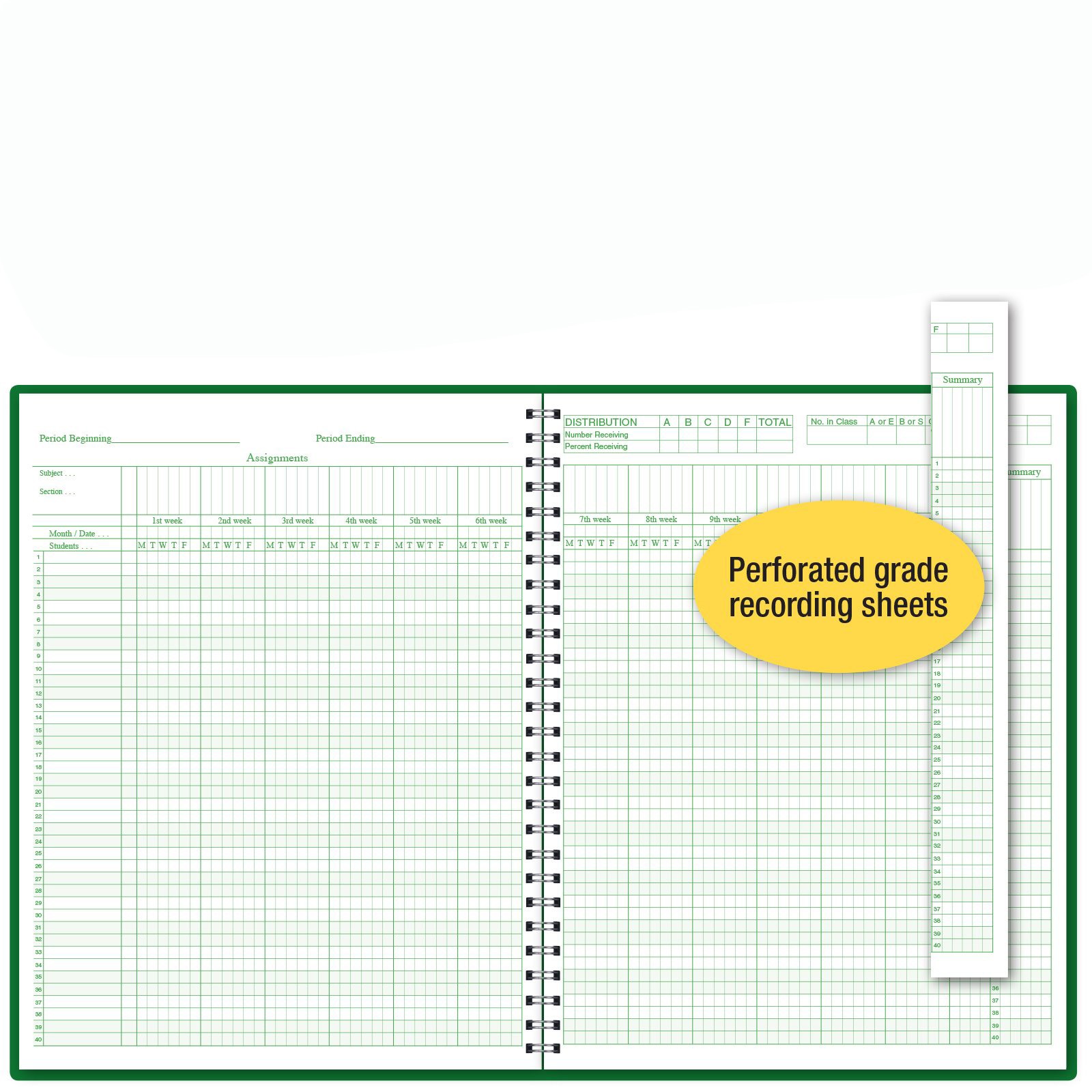 Teacher Record Book, 40 Names, 12 Weeks, Multicolor Organizer, Multicolor