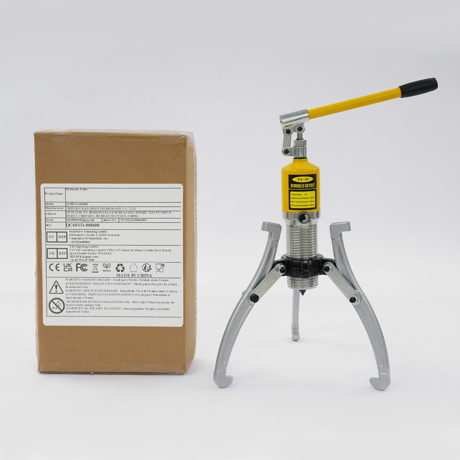 Hydraulic Bearing Puller for Gears, Pulleys Max Pulling—20T 3-Jaw Bearing Puller