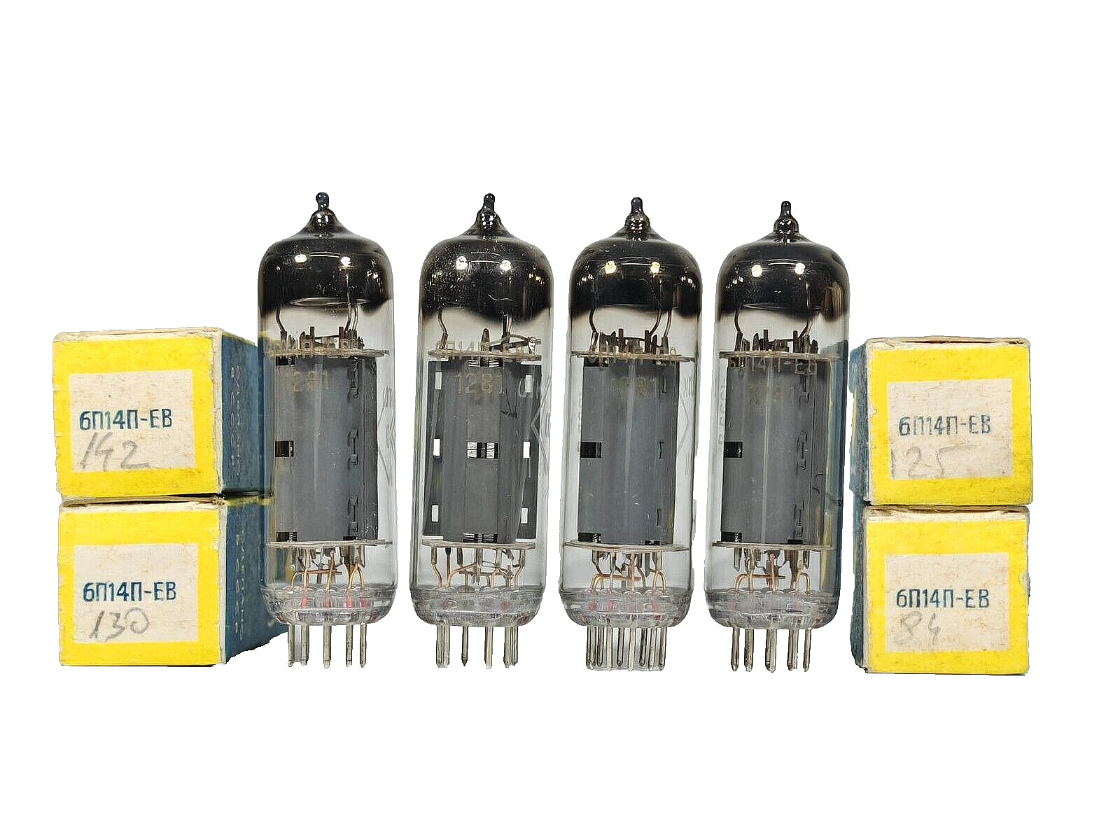 Matched QUAD ( 0% tol.) 6P14P-EV / EL84M /6BQ5 TUBES  NOS  OTK /RHOMBUS 1982-86!