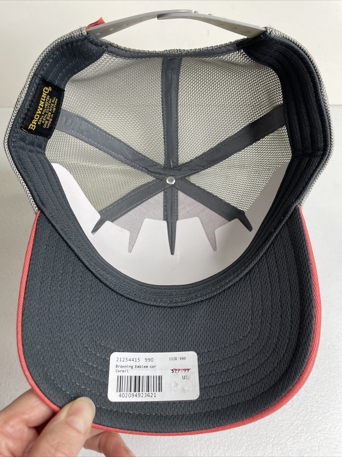 BROWNING EMBLEM MESH BACK ADJUSTABLE BALL TRUCKER CAP/HAT BUCKMARK LOGO. NWT!