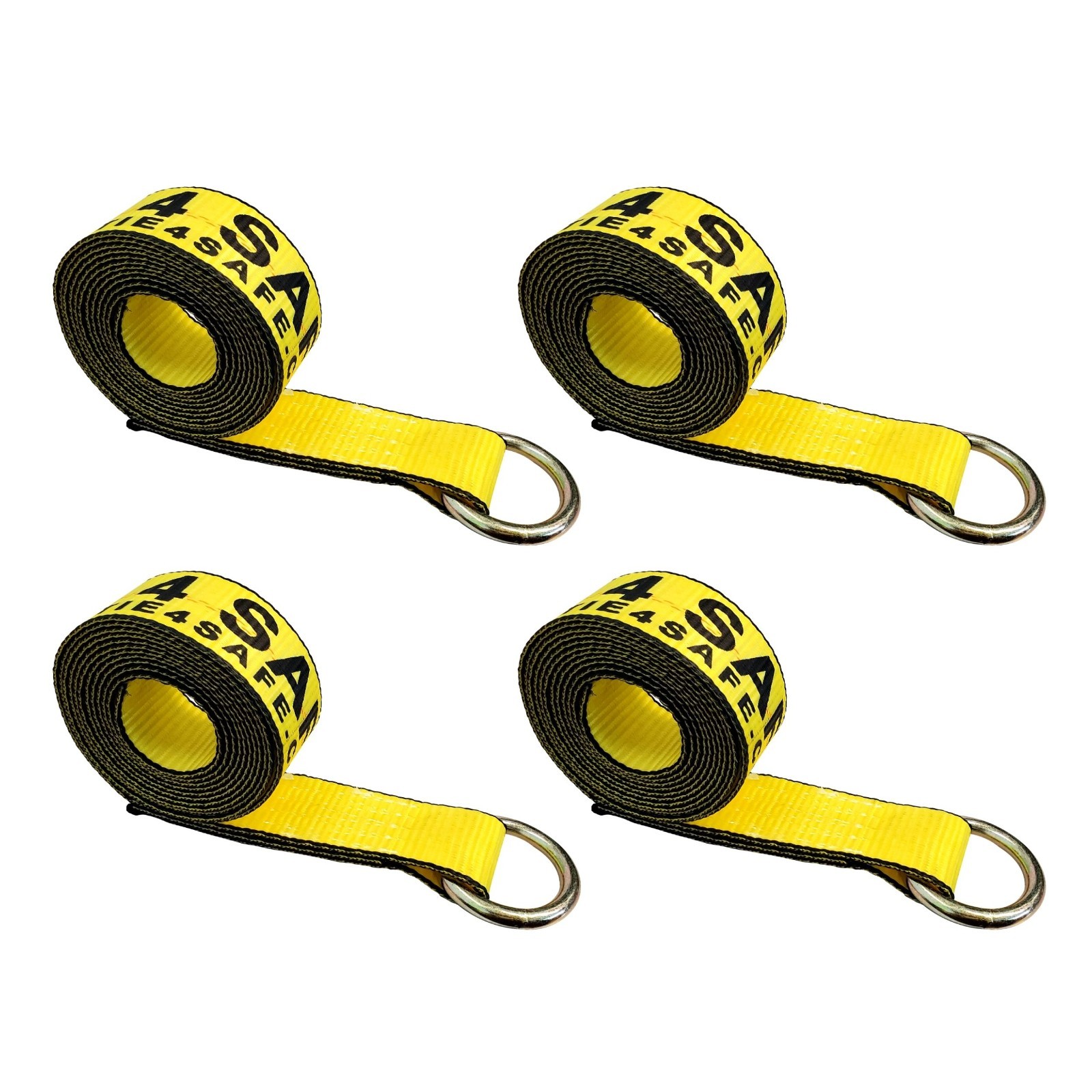 4 Pack 2" x 10' Lasso Strap w/ O Ring Auto Tie Down for Tow Truck Wheel Lift