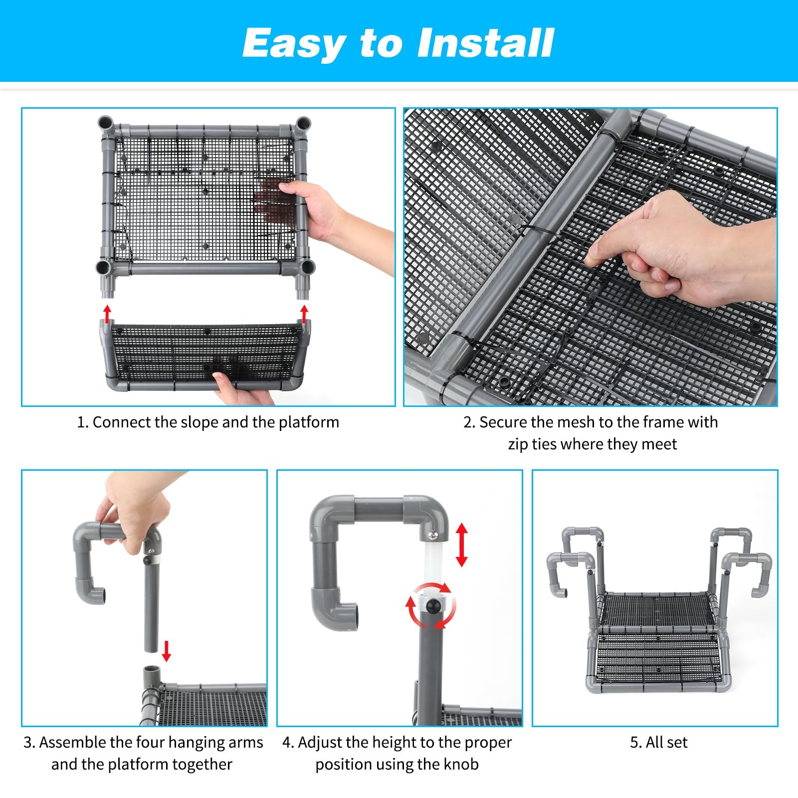 Extra Large Hanging Turtle Basking Platform, 13.4"-19″ Wider Turtle Dock with...