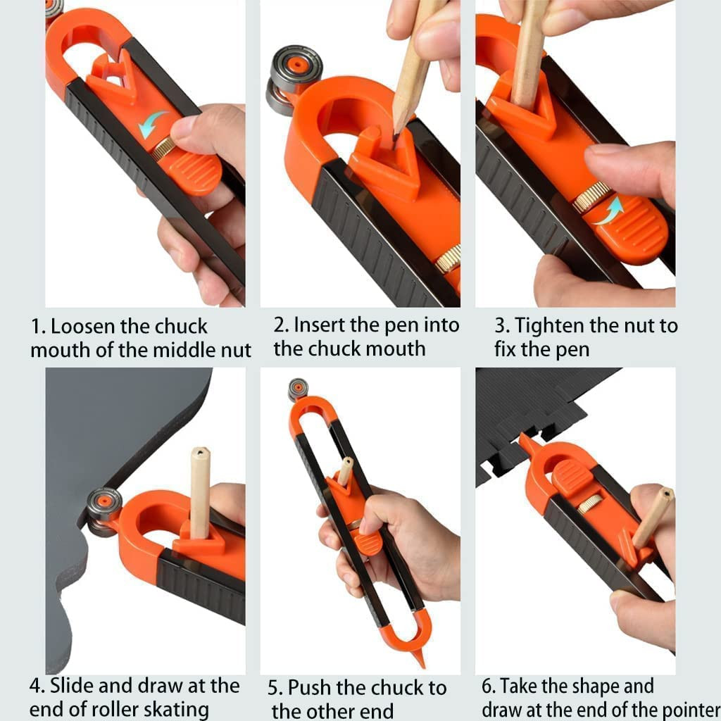 Precise Contour Scribe Tool with Lock for Pencil - Woodworking Edge Corner Measu