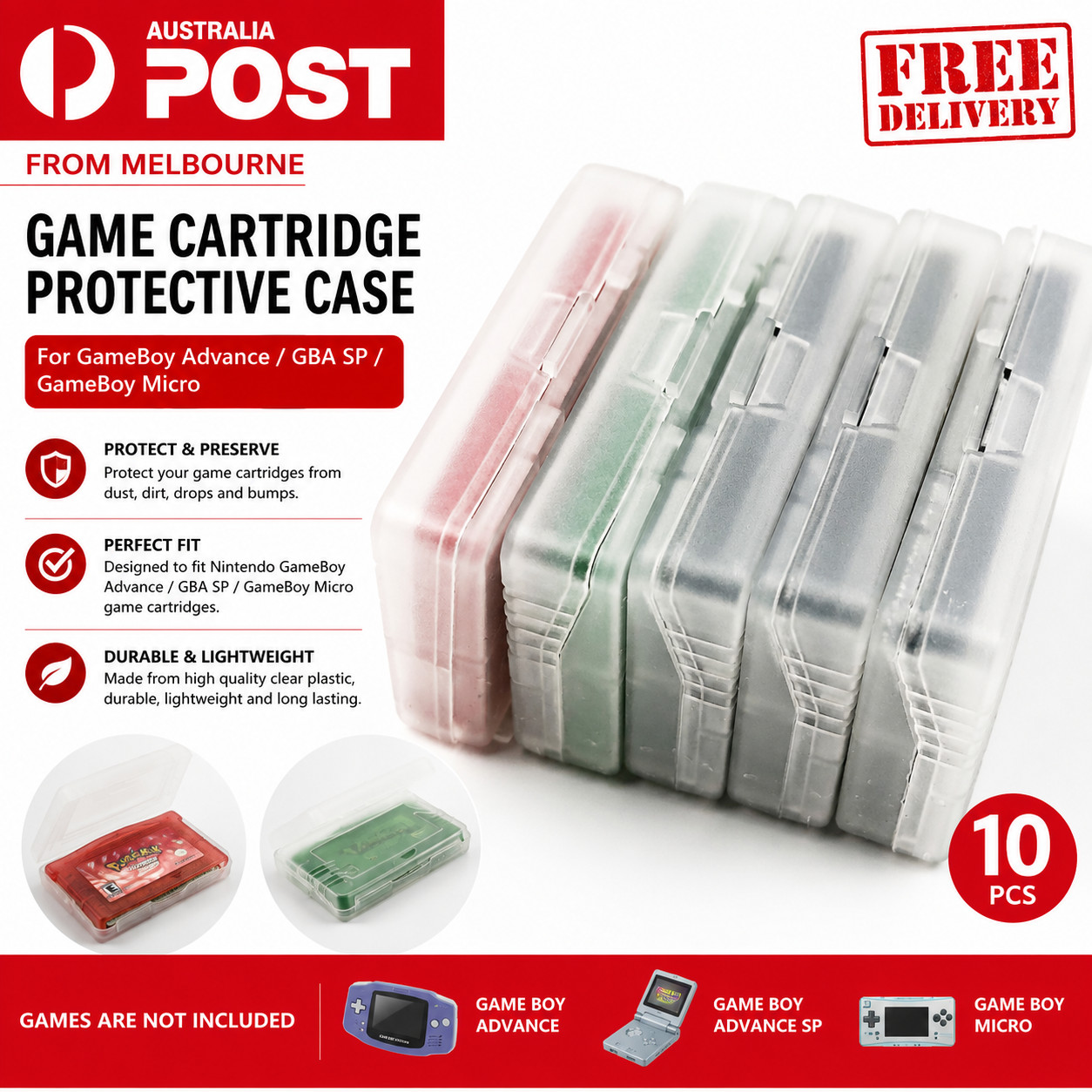 Clear Protective Game Cartridge Case Box for Nintendo Game Boy Advance GBA SP