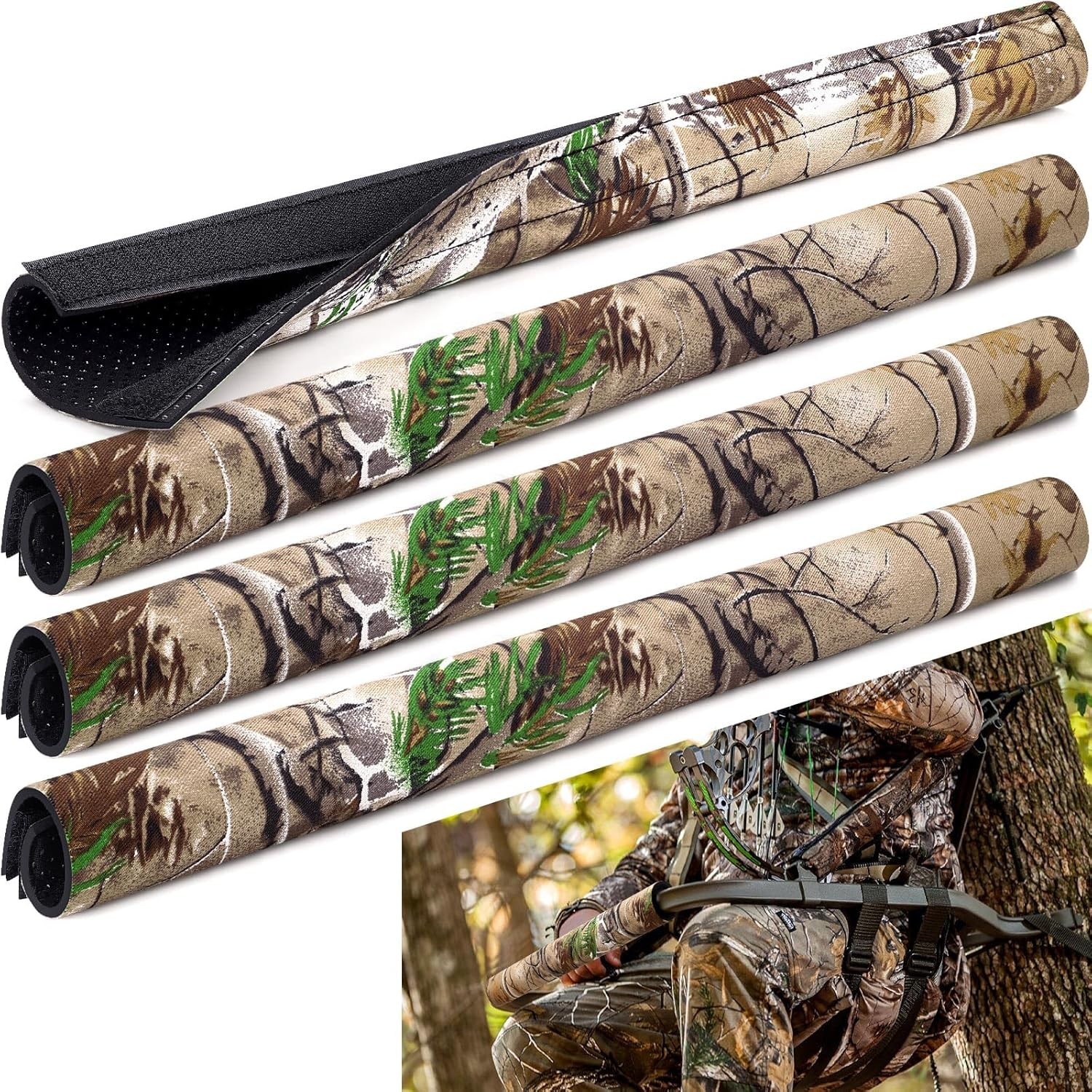 TOBWOLF Tree Stand Rail Pads, Wood Camouflage 4PCS Pads
