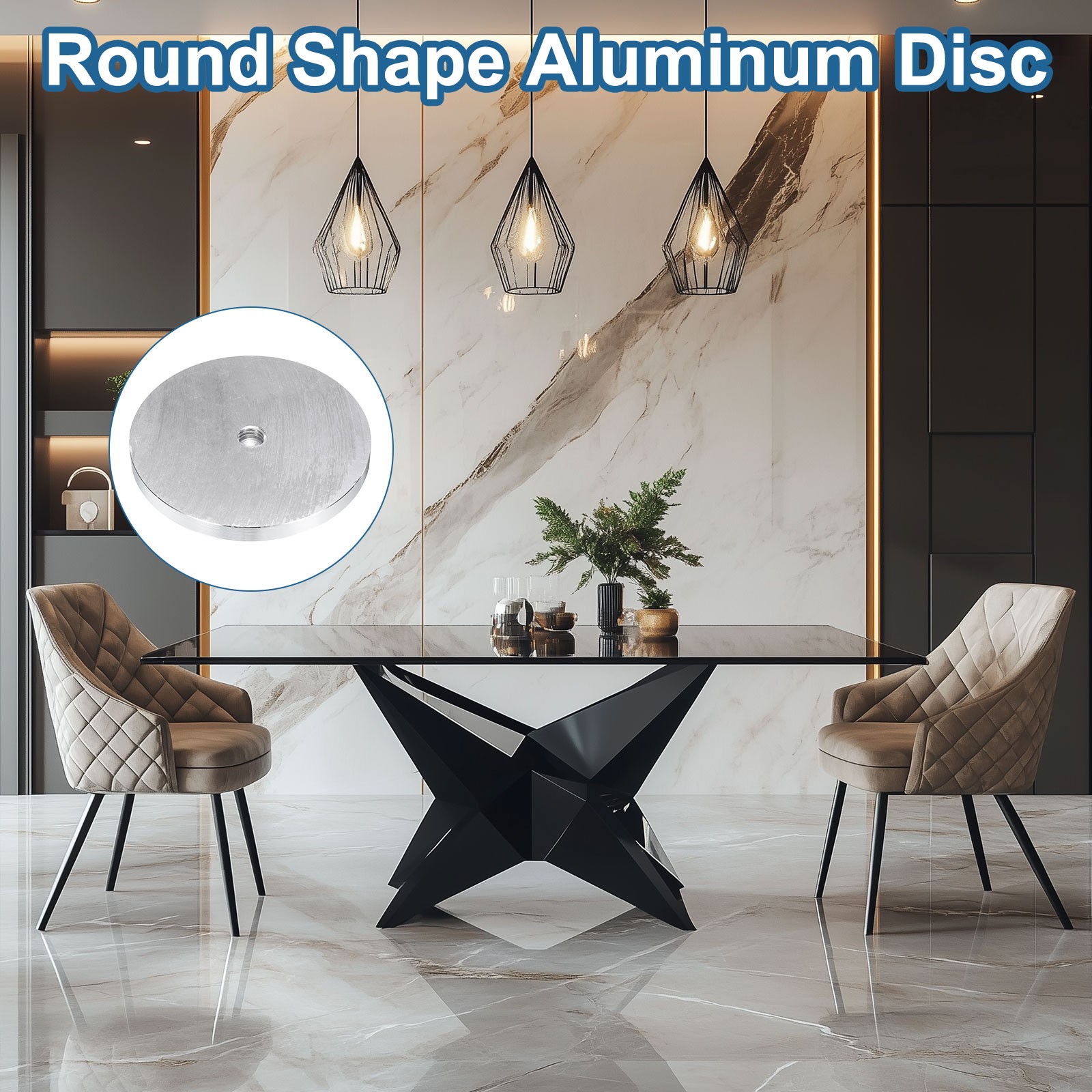 M10 Thread 80mm Diameter Round Shape Aluminum Disc Hardware Silver