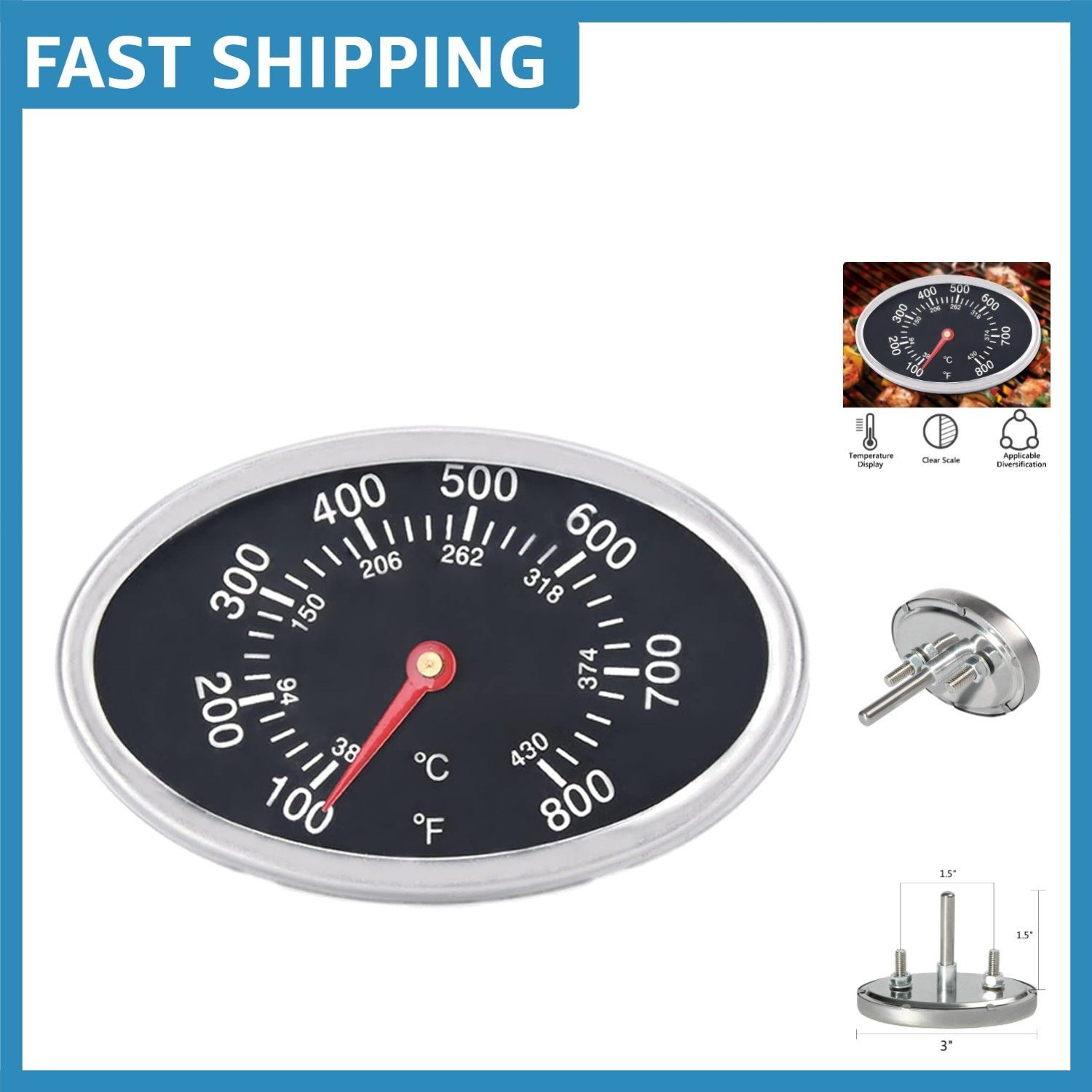 Analog Heat Indicator with High Accuracy - Ideal for Outdoor Grilling Needs