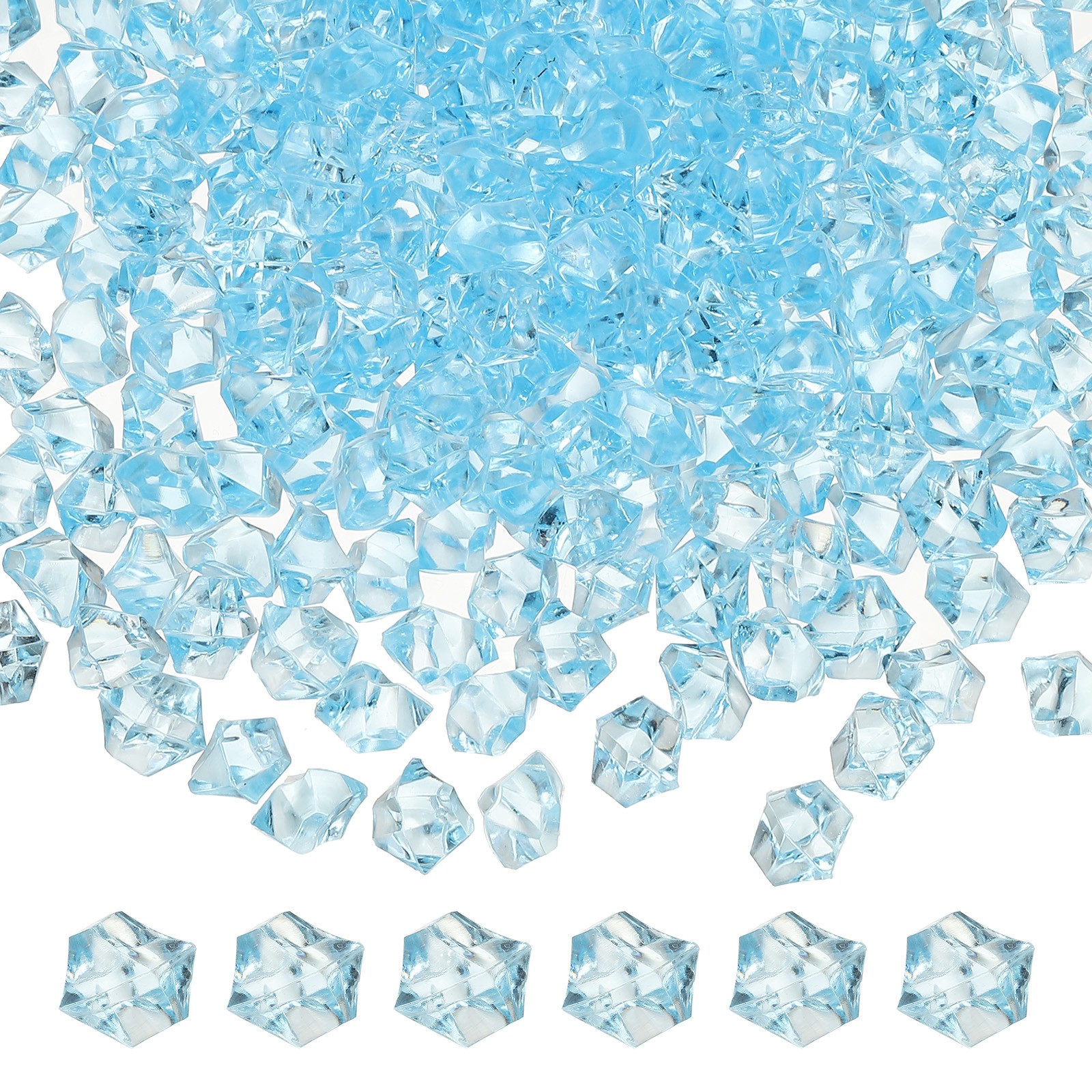 1000-Pack Fake Ice Rocks, 6x9mm Crushed Ice Acrylic Gems Diamonds [Light Blue]
