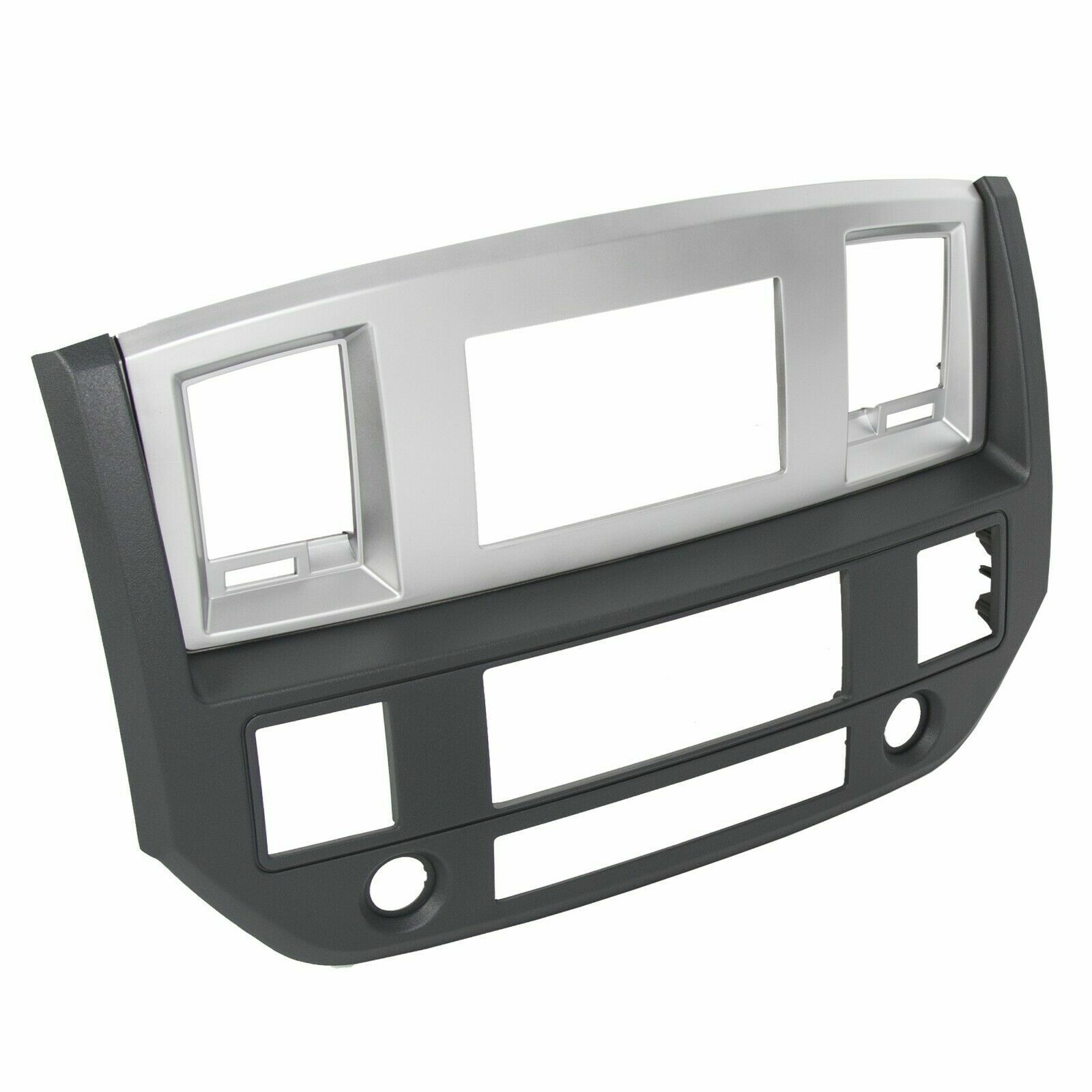 Radio Double Din Dash Install Bezel Kit Silver Slate Grey Fits 2006-09 Dodge Ram
