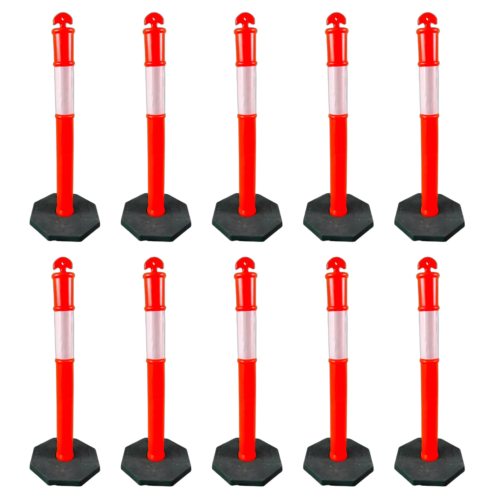 AGT 50 Pack Traffic Delineator Posts 42Inch Height Channelizer Cones w/13lb Base