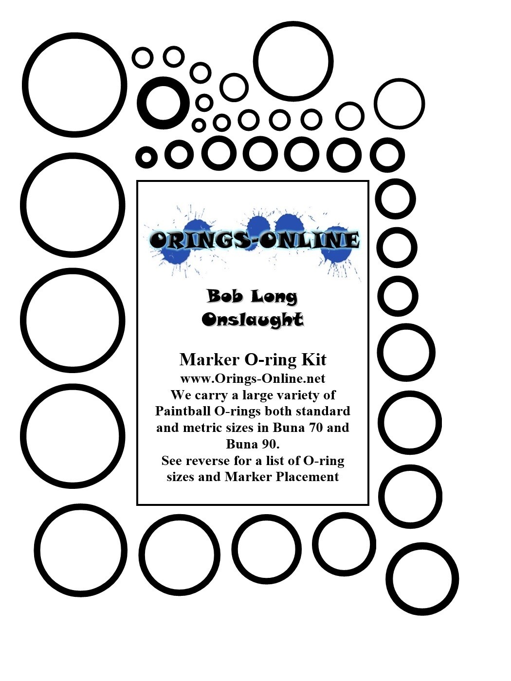 Bob Long Onslaught Paintball Marker O-ring Oring Kit x 4 rebuilds / kits