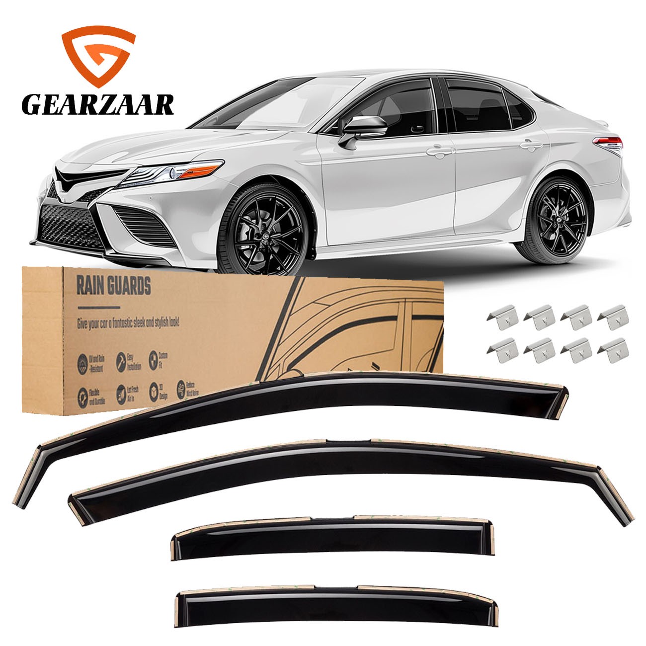 In Channel Rain Guards Vent Visors Shade Smoke for 2018-2024 Toyota Camry 4pcs