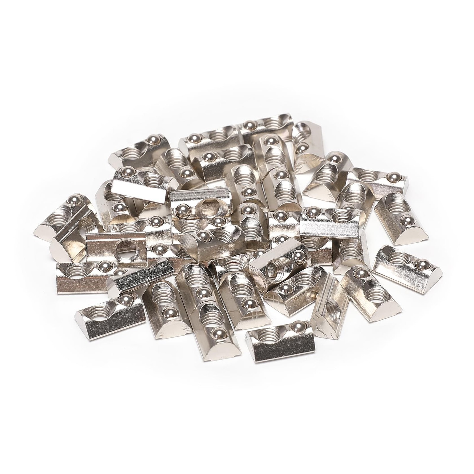 50 Packs M8 Thread T Spring Nut,Roll in T-Nut with Ball Spring,European Stand...