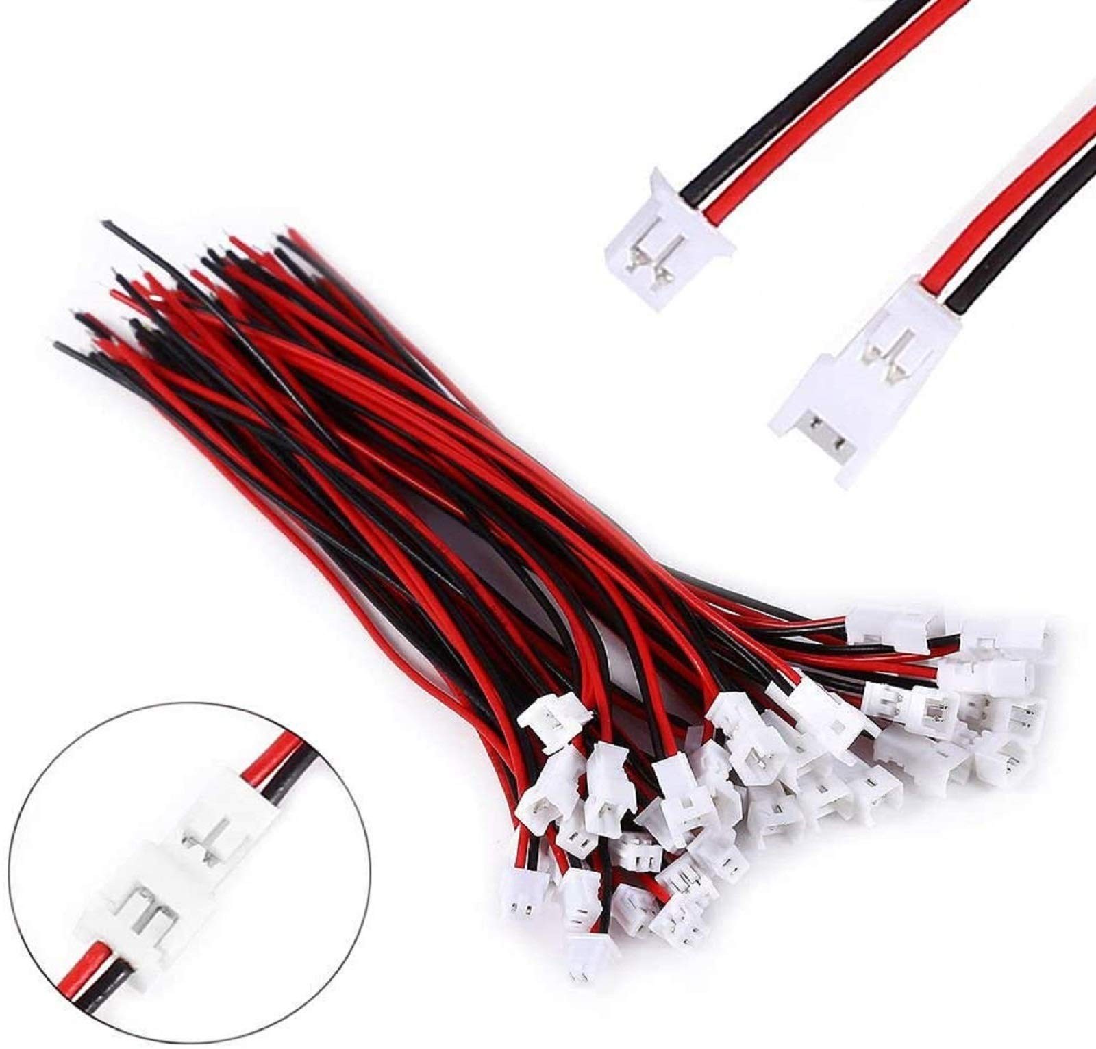 Letool 30 Pairs JST 1.25mm 2 Pin Micro Male Female 2 Pin-80mm, 2 PIN