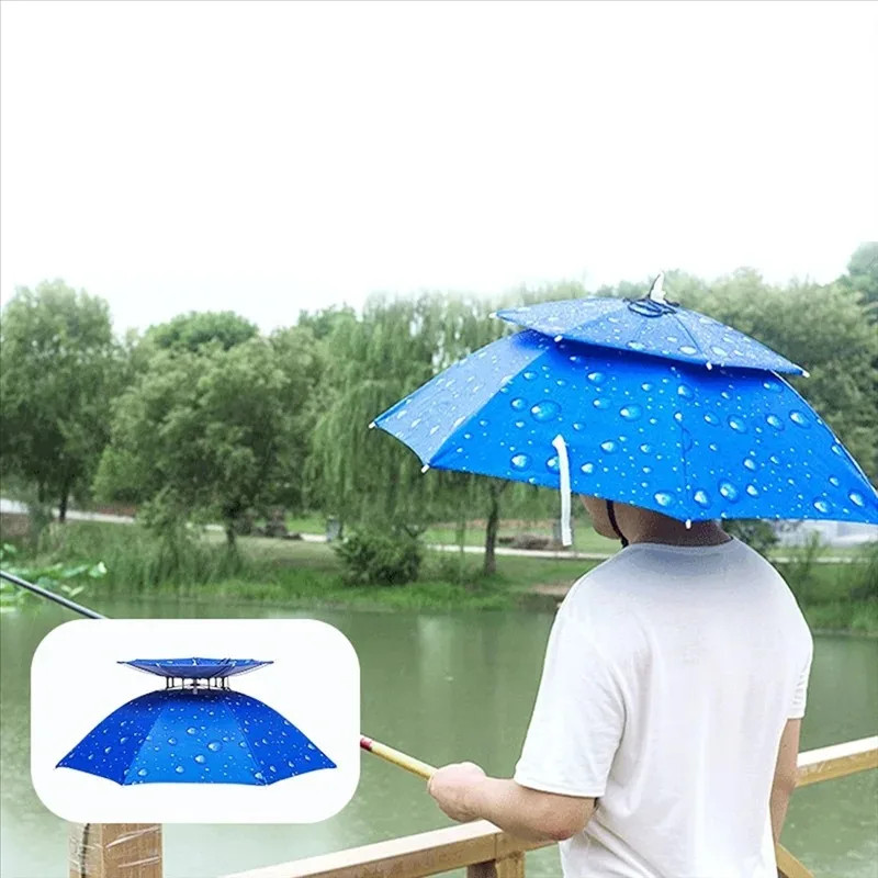 Foldable Portable Rain Umbrella Hat Waterproof Outdoor Fishing Sunshade Camping