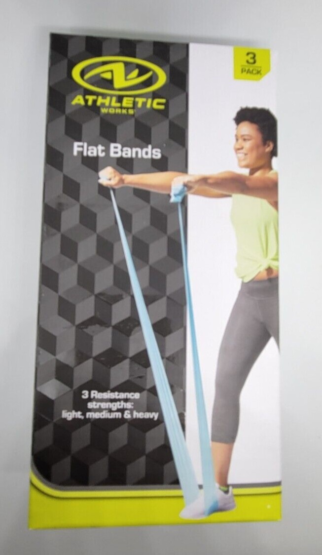 Athletic Works * Flat Bands * 3 Resistance Strengths * Light, Medium, Heavy