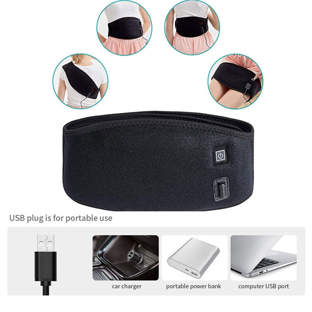 Heating Pad Lumbar Waist Support Brace Belt Lower Back Pain Relief for Men Women